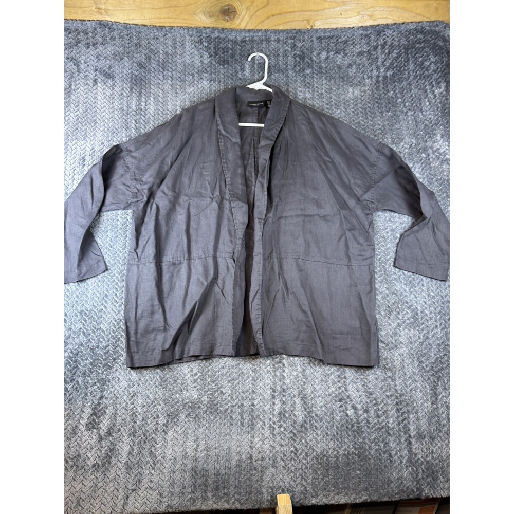 Adrienne Vittadini Jacket Womens Small Charcoal Gray Shawl Collar Open Front